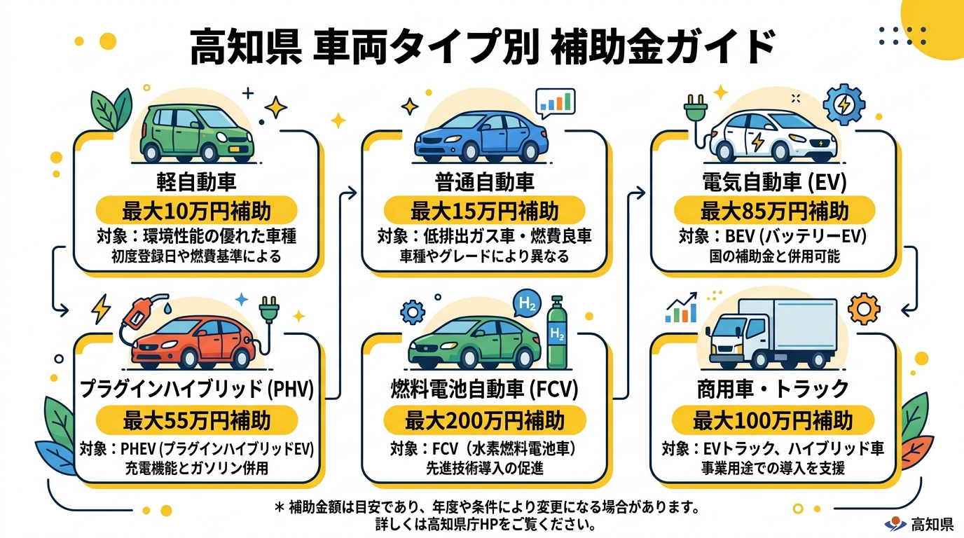 高知県 車両タイプ別 補助金ガイド
