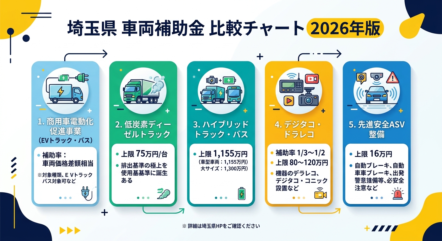 埼玉県 車両補助金 比較チャート 2026年版